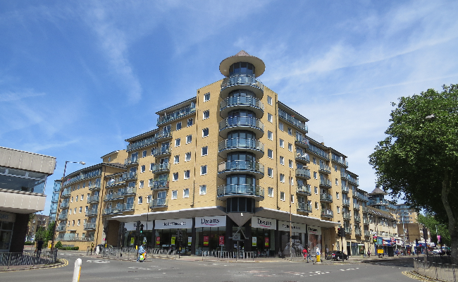 Shop buildings with housing above